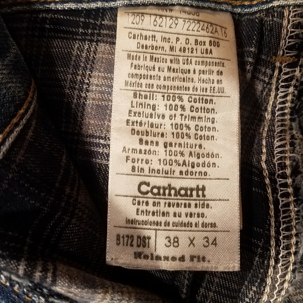 Carhartt Flannel Lined 38x34 Med Wash Blue Jeans - Picture 4 of 8